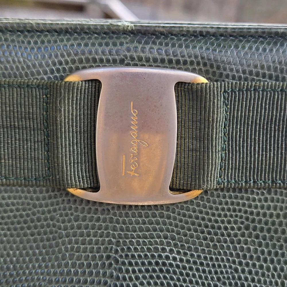Vintage Salvatore Ferragamo Lizard Embossed Leather Tote Bag with COA